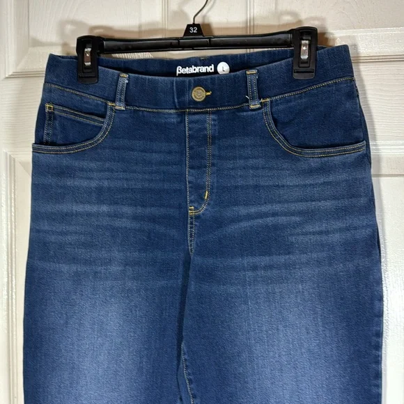 Betabrand Denim Pull-on Stretchy Straight Leg Pants  Size Large - Picture 3 of 5